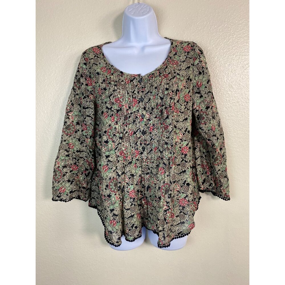 Denim & Supply Ralph Lauren Floral Boho Top size Large Long Sleeve Lightweight